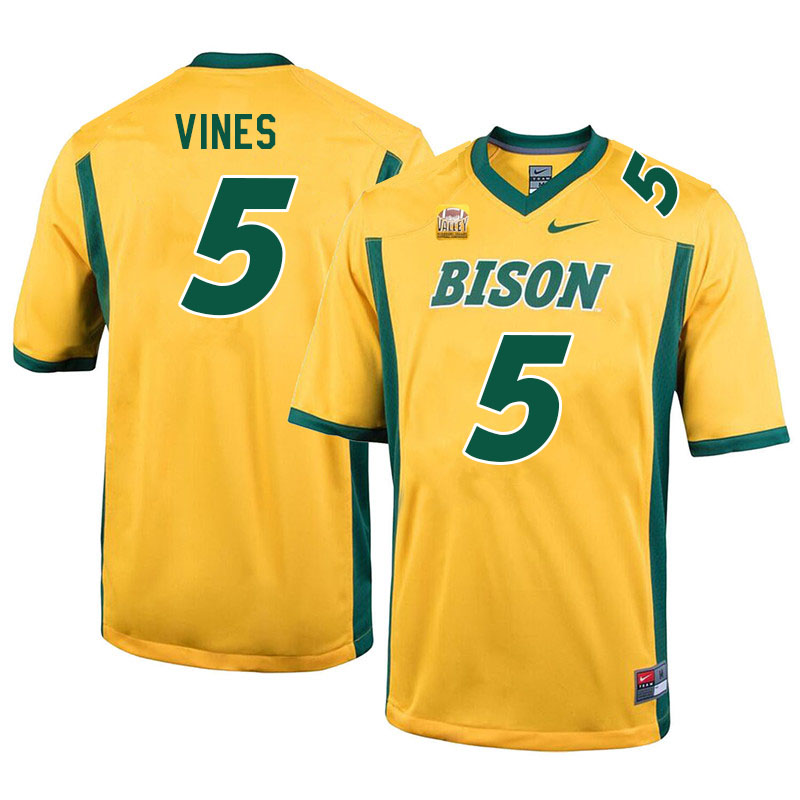Men #5 Jerodd Vines North Dakota State Bison College Football Jerseys Sale-Yellow